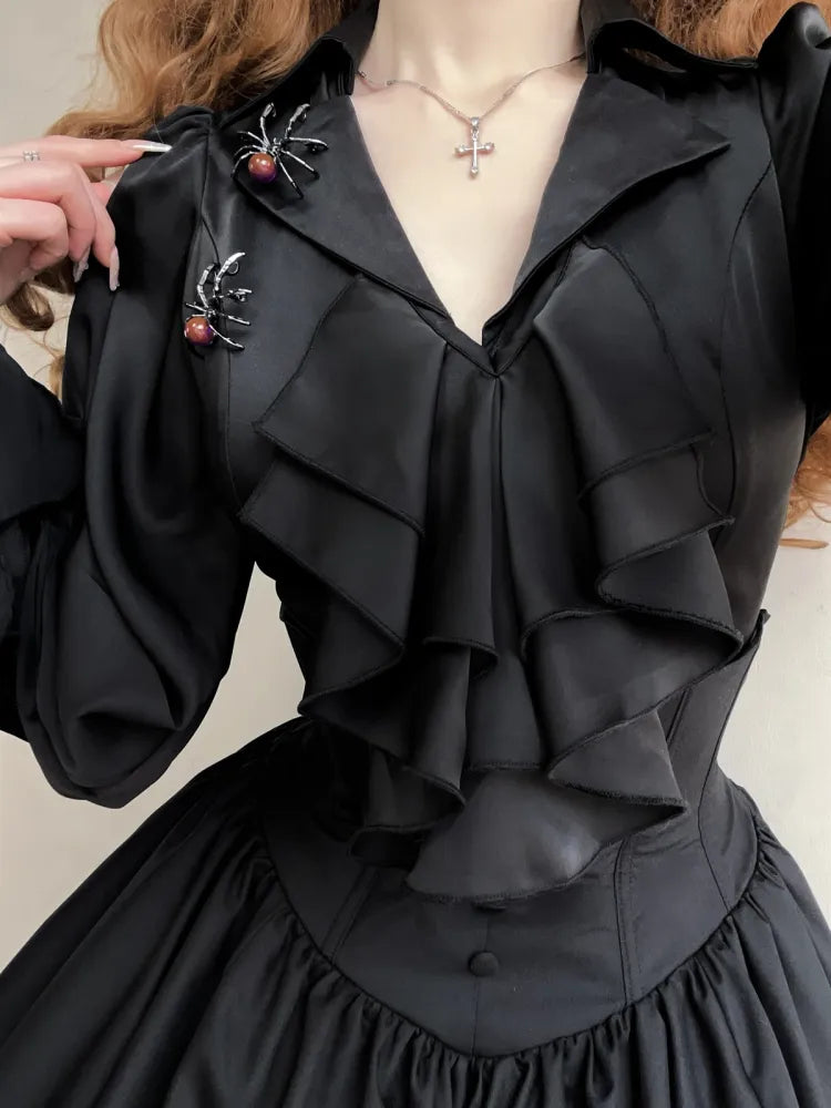 Black / Red / Dark Blue Vampire Vibes Jabot Tie