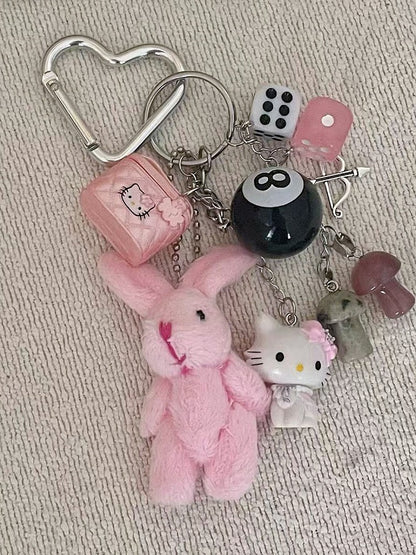 Kawaii Rabbit Cat Keychain Pendant - Kiwi Store