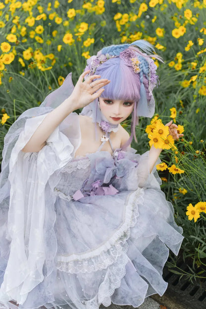 Kleid Fee Set Design Lila Schmetterling JSK Prinzessin Lolita Floral Volle