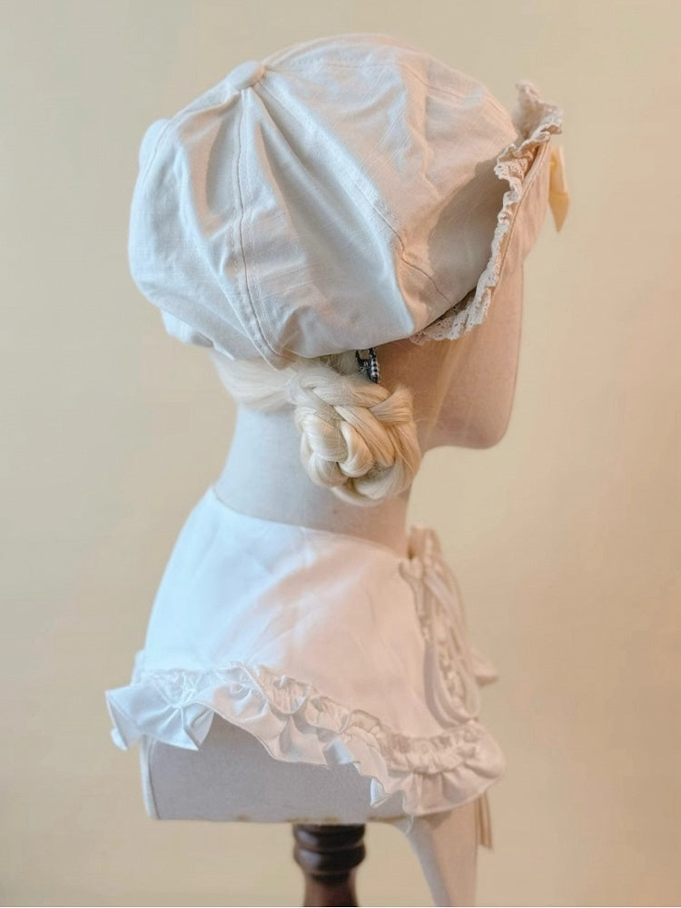 and Trim Brim with Beret Delicate Bow Flipped Lace Creamy