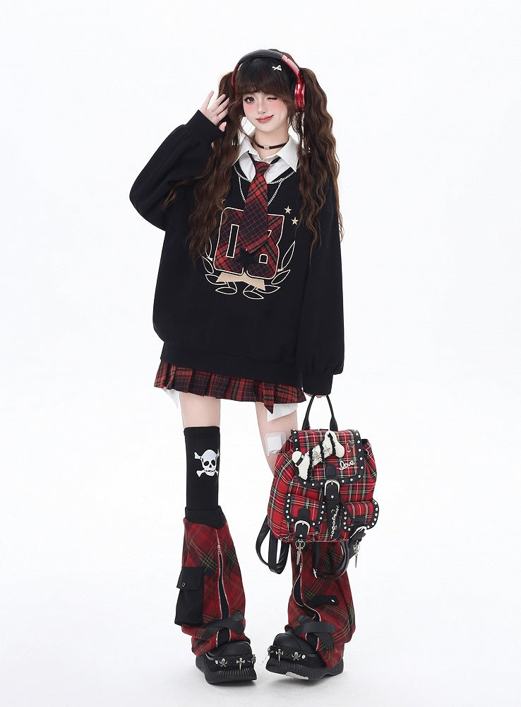 Glamorous Taille Bowknot Mini Plissee Rock Rot Plaid Hohe