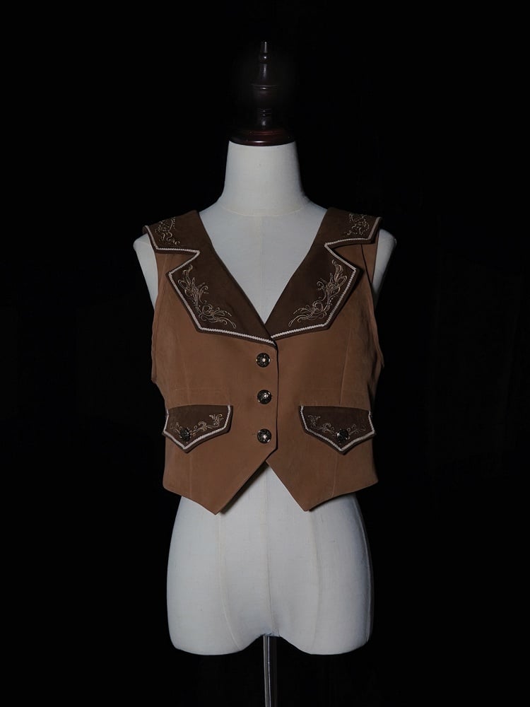 Coffee Ouji Vibes Lolita Waistcoat Delicate Embroidery Pirate