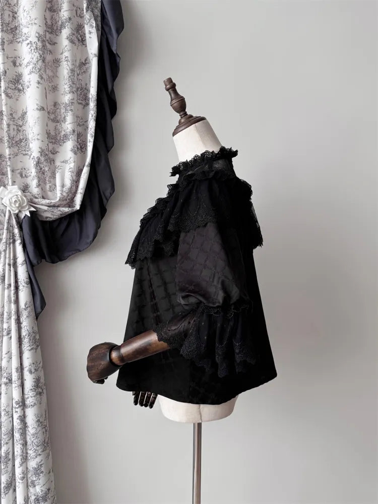 All Black Aristocrat  Gothic Edward Neck / V-neck Top