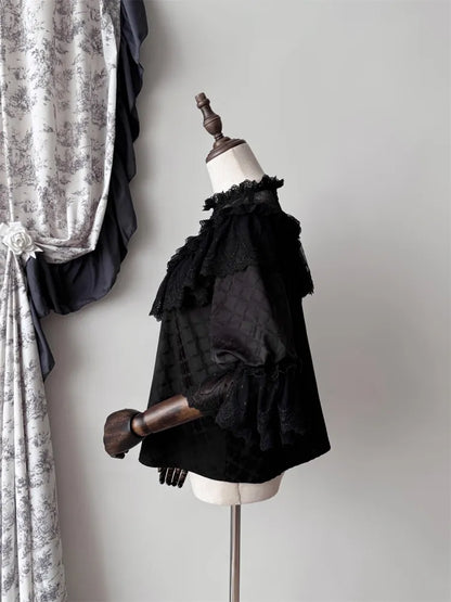 All Black Aristocrat  Gothic Edward Neck / V-neck Top