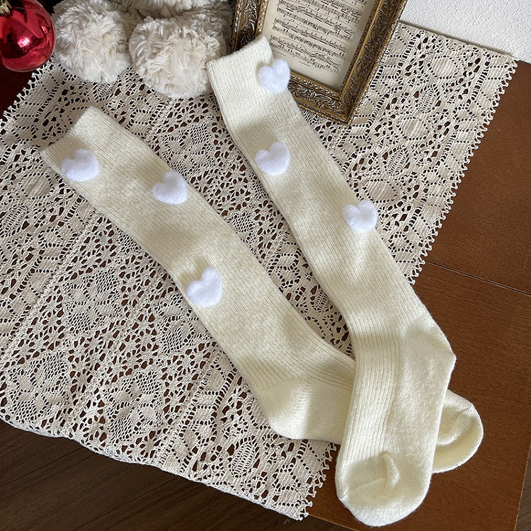 Colors Plush Socks Heart Calf 5 Decorated