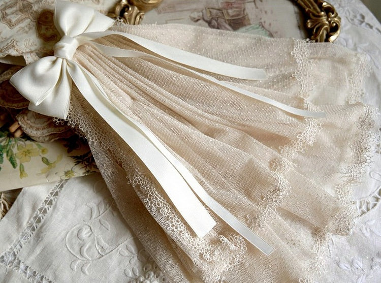 Bow with Hairclip Lolita White/Black/Beige Elegant Veil