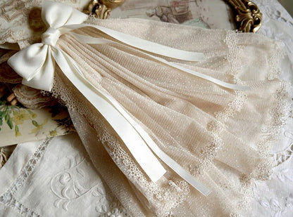 Bow with Hairclip Lolita White/Black/Beige Elegant Veil