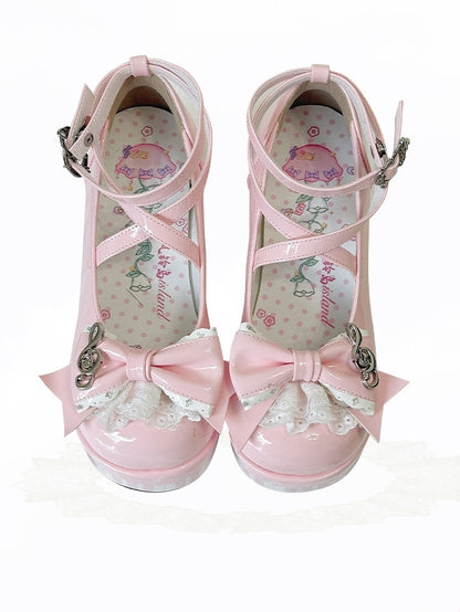 Pink Sweet Mary Janes with Music Note Details - Wind Bell Island