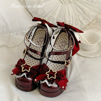 Lolita Patent Leather Unique Heel Pumps with Bow – Sweet Original Design