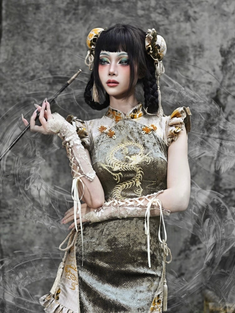 イエロータッセルのシノワズリヘアクリップヘッドピース