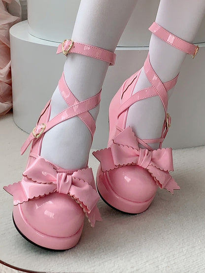 Bow Pink Platform - Top Deep Shoes Lolita Sweet