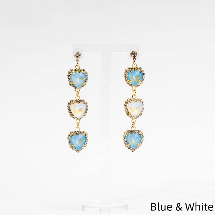 Kei 5 Clips Ear Rhinestone Triple Jirai Colors Heart
