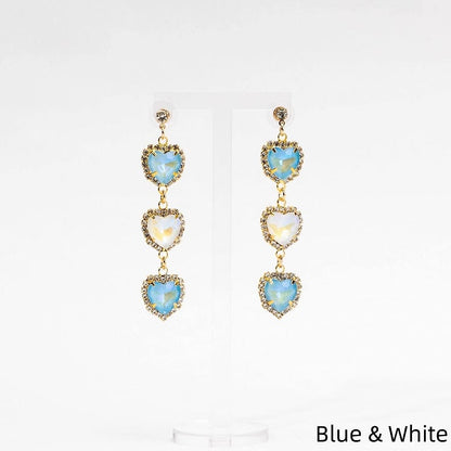 Kei 5 Clips Ear Rhinestone Triple Jirai Colors Heart