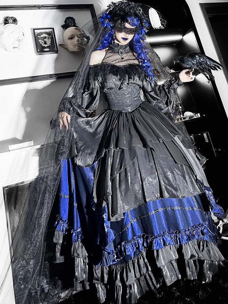 Gothic Lolita Boned High Waist Layered Long Skirt