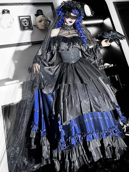 Gothic Lolita Boned High Waist Layered Long Skirt