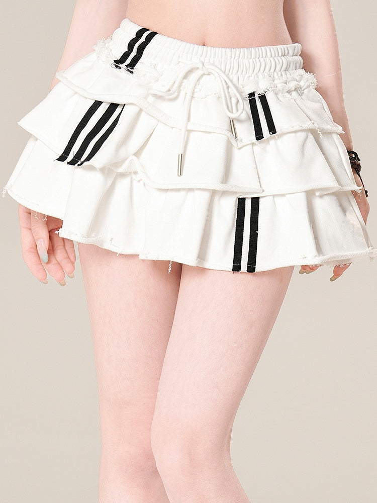 Skirt Tiered White/Black Glamorous Core Blokette