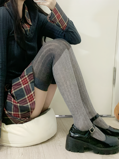 Light Grey&Dark Grey Overknee Stockings