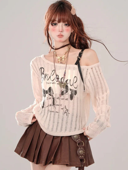 バックルプリーツストラップスカート ブラック/ブラウン