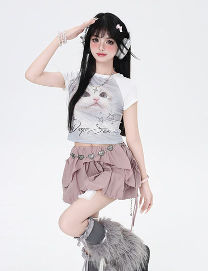 Three Pink Ways Top/Bubble Dusty Skirt Wear