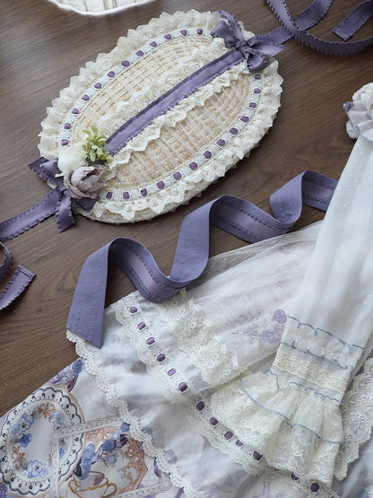 花柄ティーパーティーエレガントなフラットハット