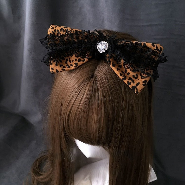 with Options Bow Trim Big Rhineston 2 Leopard Print Lace Heart KC