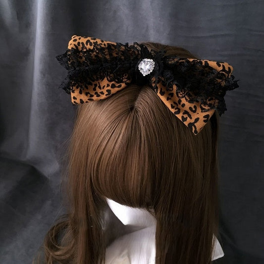 with Options Bow Trim Big Rhineston 2 Leopard Print Lace Heart KC