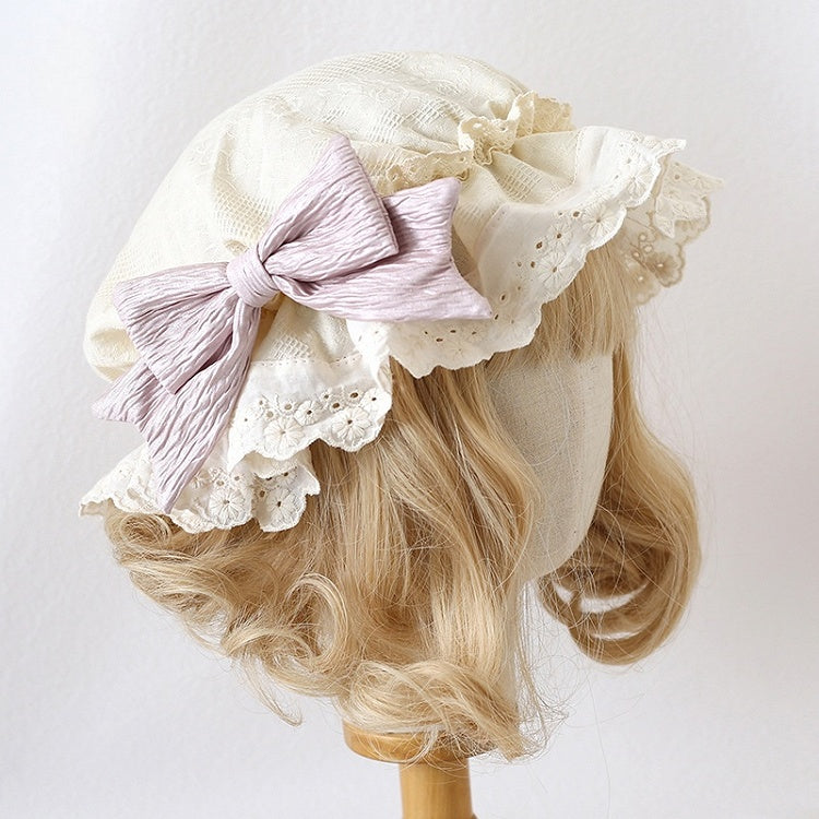 for 3 Sweet Lace-Trimmed Bowknot With Lolita Baby Cute Options Beige Hat Color