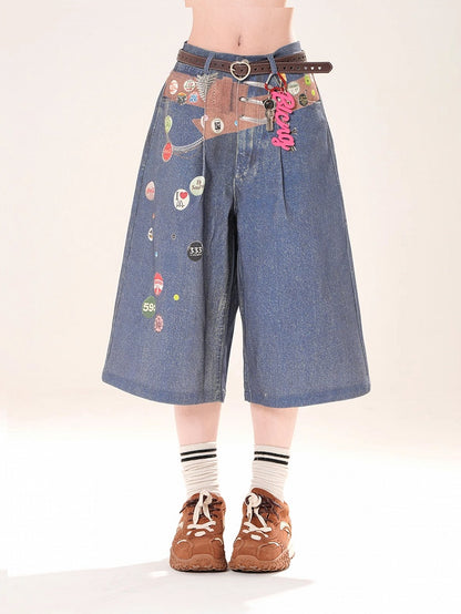 Blaue Jeans mit geradem Bein und niedriger Taille