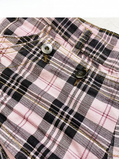 Plaid Bittersweet Shorts Denim BlackPink Pattern Y2K