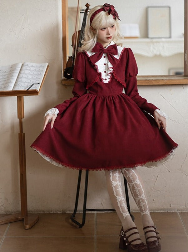 Gothic Zweiteiler mit Kunstband und Lolita-Kleid