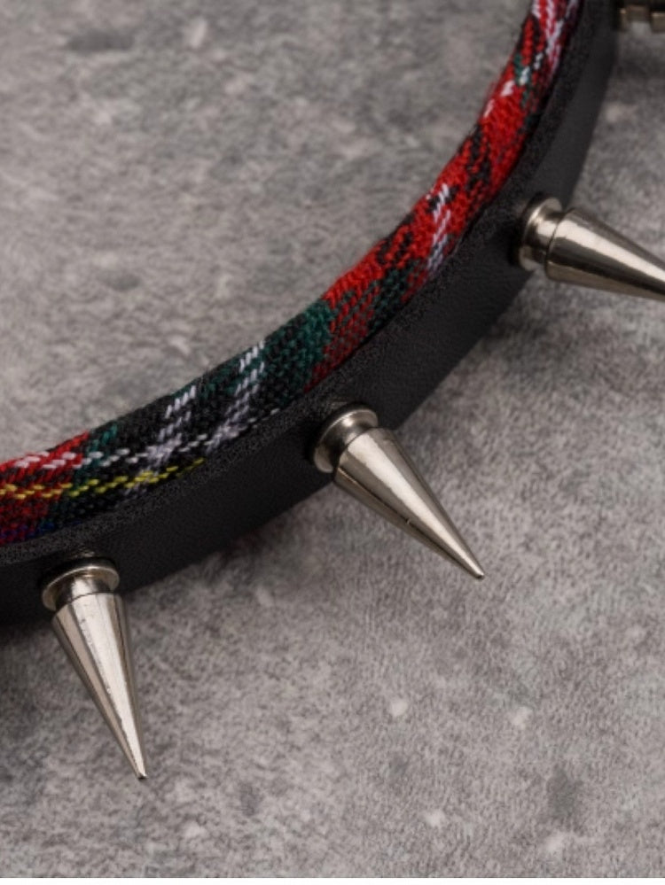 Plaid And Design KC Red With Black Studs Pattern