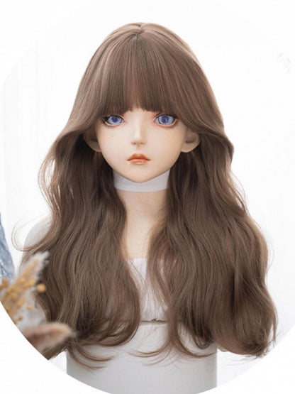 Länge Perücke Bnags Air Brown 62CM mit gewellten