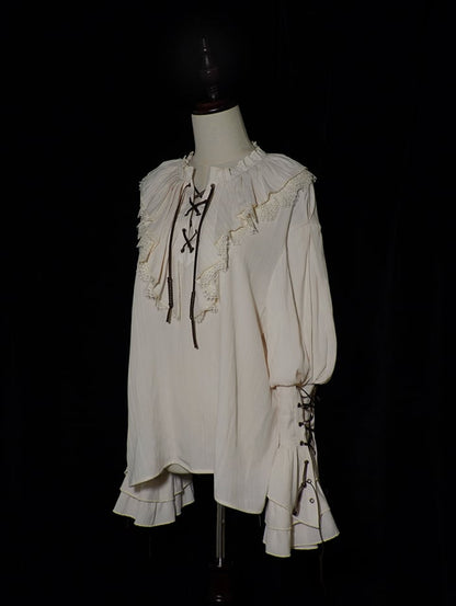 Ouji Vibes Long Shirt Pirate Lolita Creamy Sleeves White