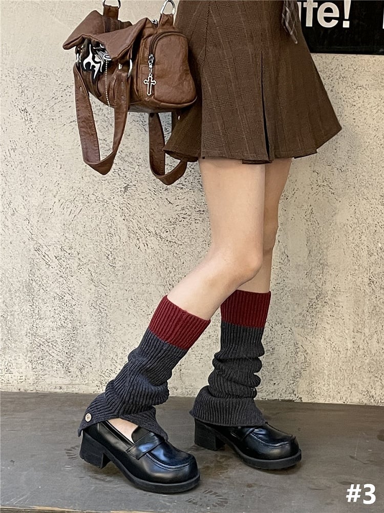 8 Color Options Button Split Knitted Leg Warmers