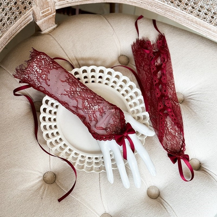 Handgelenkschleifen-Akzente mit Manschettenspitze Gothic Rot/Pink