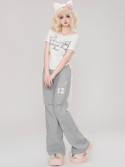 Graue Schlaghose mit Cargotasche