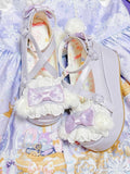 Pompon Ear With Plush Design Bow Crisscross Bunny Top Purple Decorated Platforms at