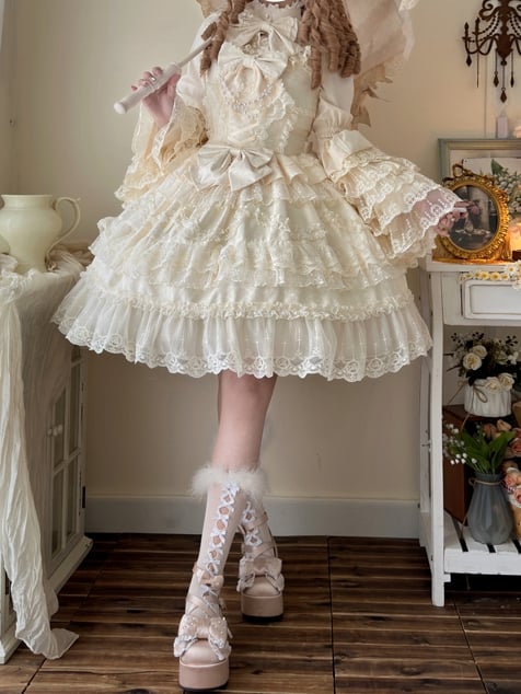 Lace Apricot Sleeves Layered Bell Lolita Blouse