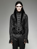 Black Men's Fake Two-Piece Swallow Tail Sleeveless Jacket