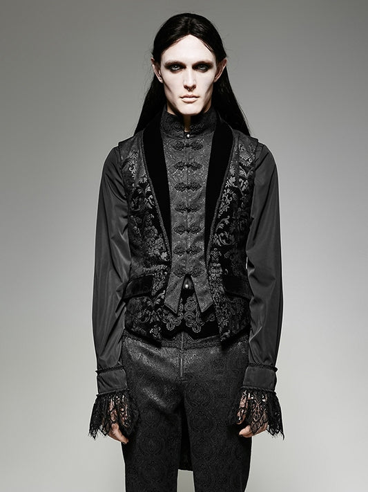 Jacket Sleeveless Black Pieces Swallow Tail Men's Fake Two