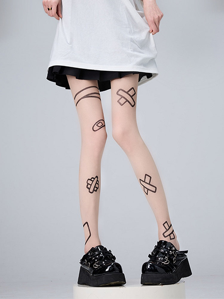 Tattoo Nude Tights Graffiti Design Bandage