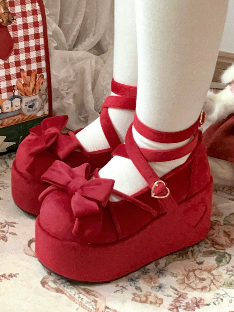 Schleife - im Top Samt Rot Wein Plateau Sweet at Lolita