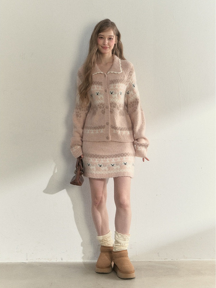 Knit Style with Dog Sweater Pattern Sweet Pink Retro