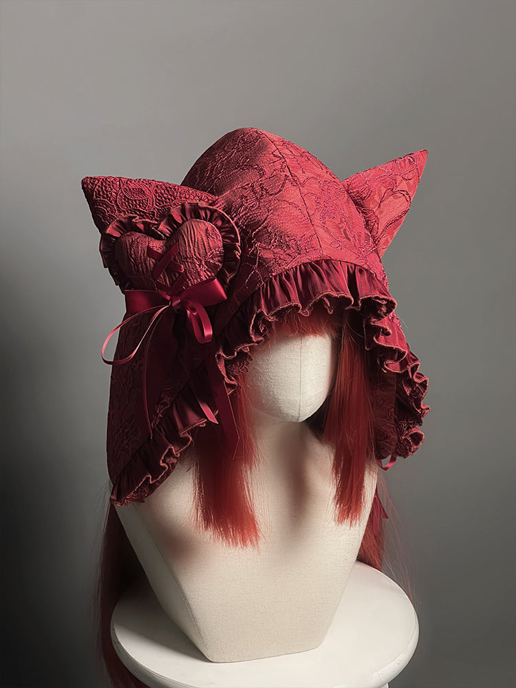 Red Heart-Shaped Hairclip - Twin Bear Original Design