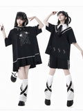 Free Print Cross with Tie Black T-Shirt Pin Shirt Collar