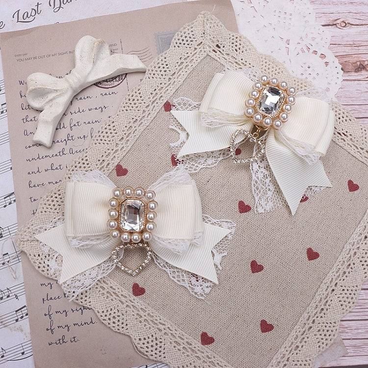 Bowknot Kei Color 6 Rhinestone Options Hairclip Jirai Lace