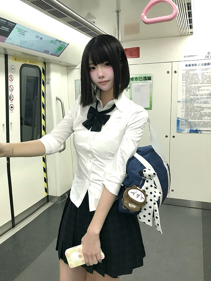 Length 42CM/45CM/55CM/65CM Plaid Uniform Pleated Skirt JK Green Pattern