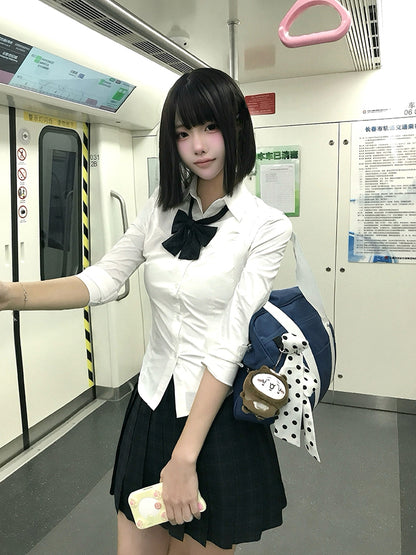 Length 42CM/45CM/55CM/65CM Plaid Uniform Pleated Skirt JK Green Pattern