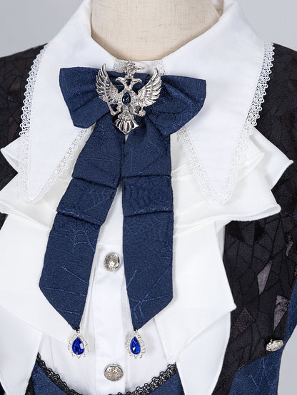 Mantel Dark Gothic Stücke Ouji Set Prinz Drei Lolita Blau Weiß +