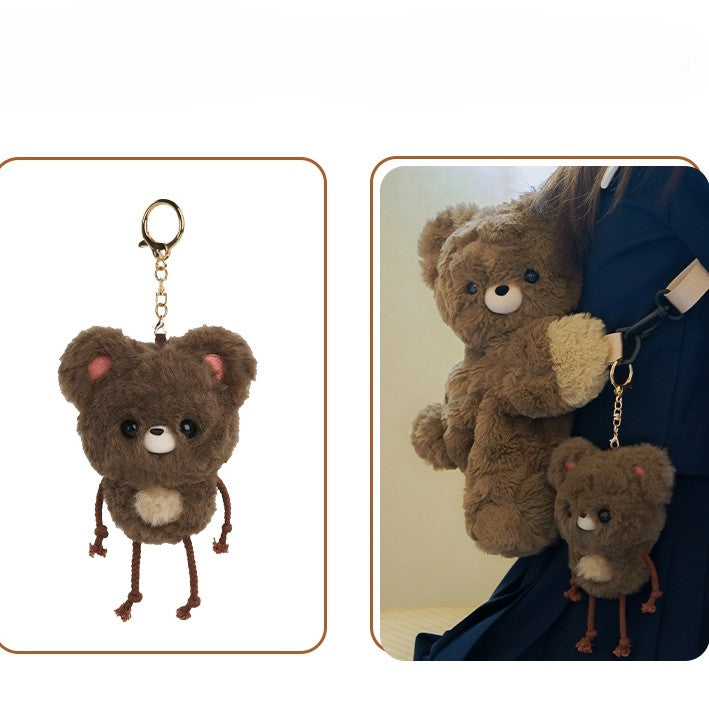 Schlüsselanhänger Plüsch Klein/Mittel/Groß Tasche Braun Rucksack/Crossbody Größe Bär +